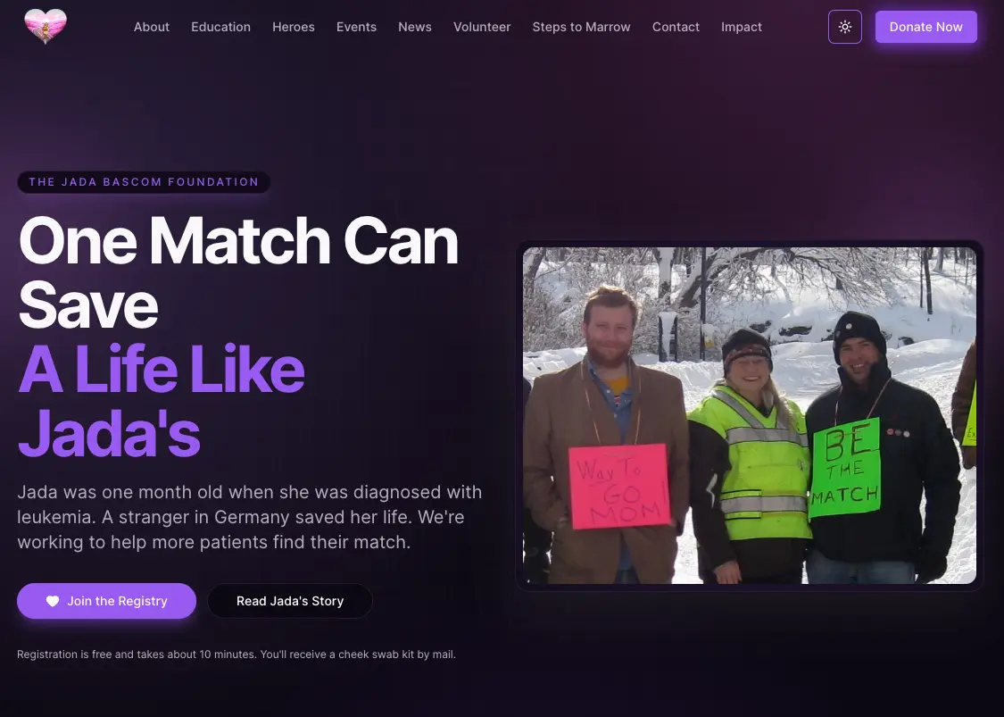 Jada Bascom Foundation bone marrow donor enrollment platform