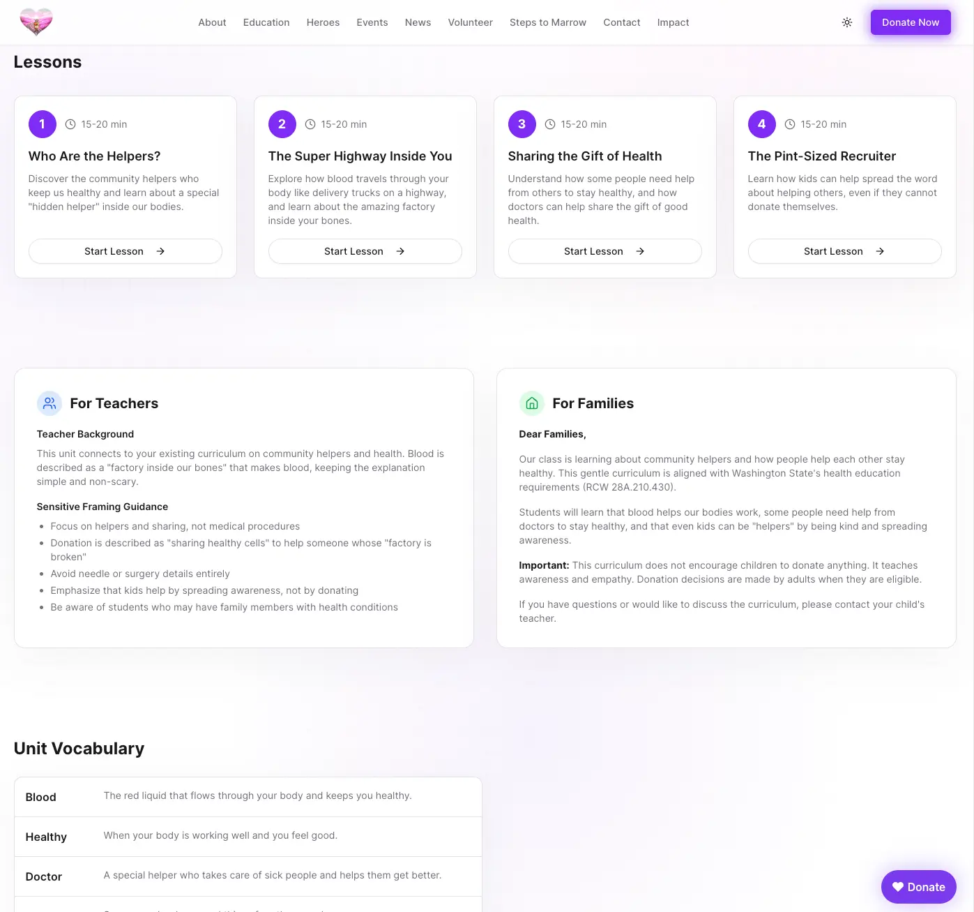 Educator lesson plans in light mode